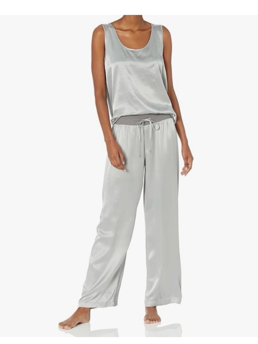 PJ Harlow Pajama 2 pc Set in Grey Satin Jolie Jill L